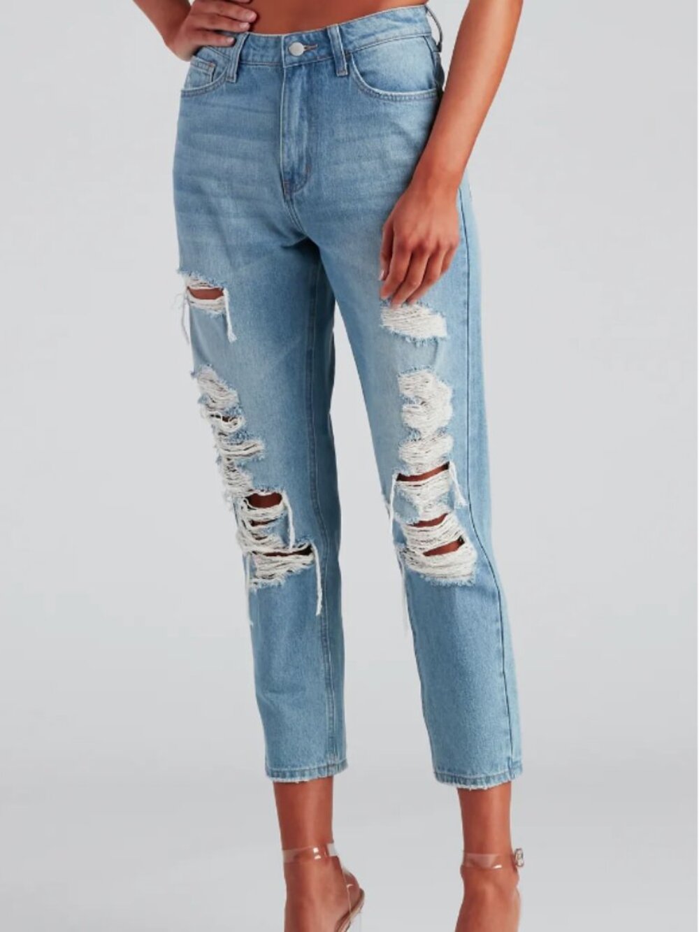 Windsor Women's Ella Distressed Mom Jeans, Medium Denim, size 3 NWOT